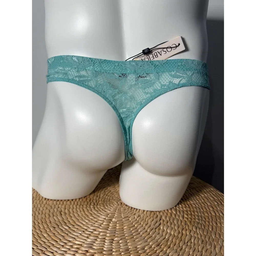 Cosabella Never‎ Say Never Capri Blue Lace Classic G-String Thong size L
